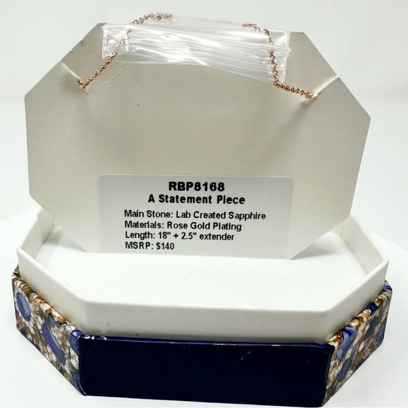 Bomb Party September 2024 A Statement Piece Blue Sapphire Necklace NWT RBP8168 - Picture 4 of 4